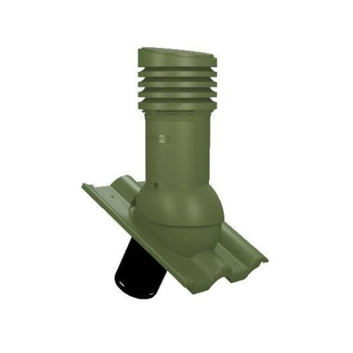 Е-33-5 Вентвыход зеленый неизолированный D125/110 Н 447 мм для кровли из цементно-песчаной и керамической черепицы с переходником