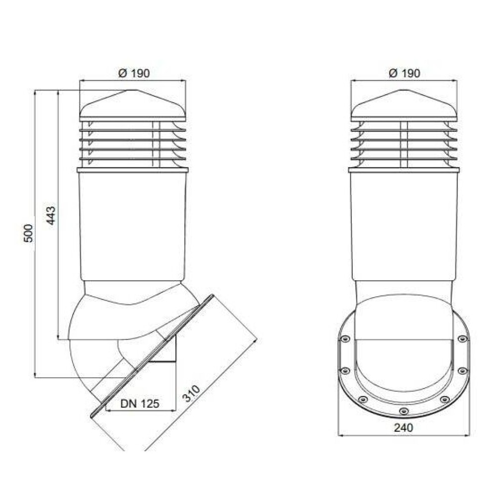 125/110 h500 изолированный зеленый К89-5 с проходным элементом для мягкой и фальцевой кровли