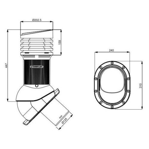 Е-26-4 Вентвыход красный D125мм H-447 изолированный для кровли из металлочерепицы