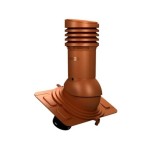 Е-17-7 Вентвыход терракотовый неизолированный D125/110  мм Н 447 мм, универсальный для низкопрофильной металлической кровли с переходником