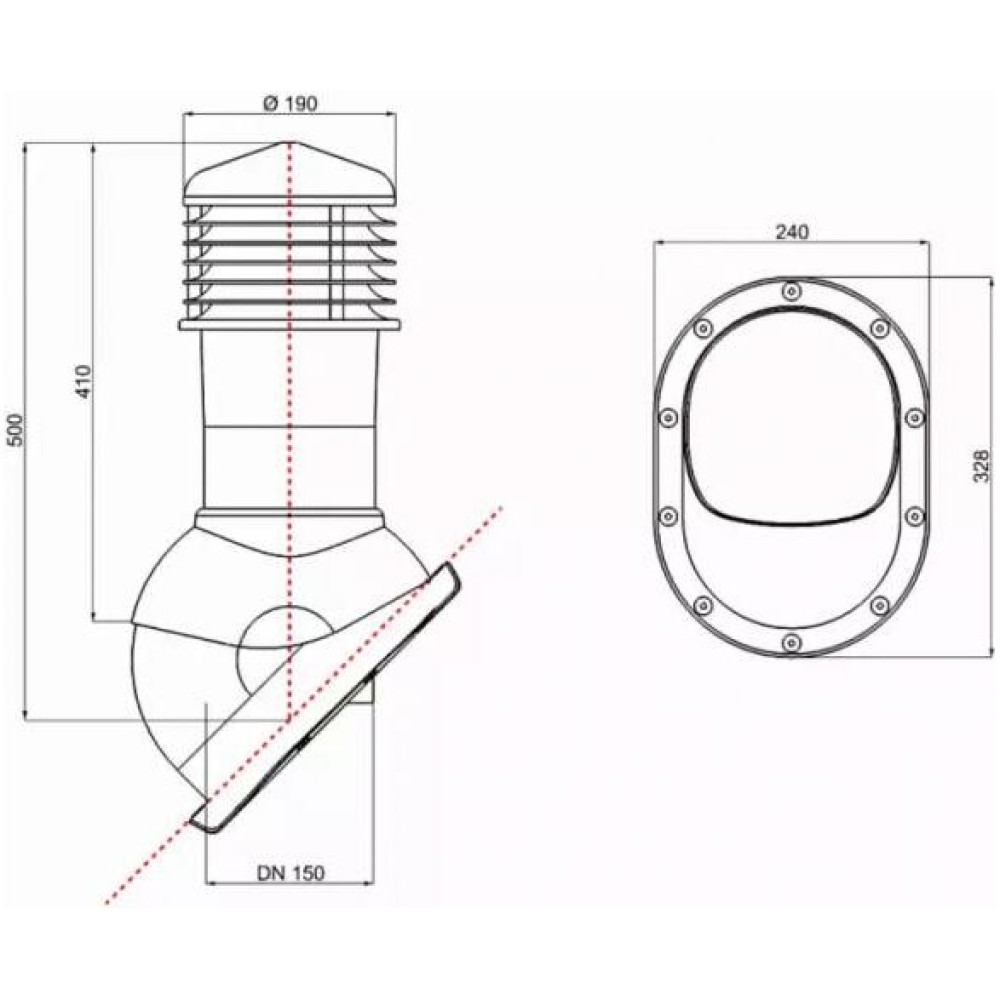 150/550 изолированный красный К54-4 с проходным элементом для мягкой и фальцевой кровли