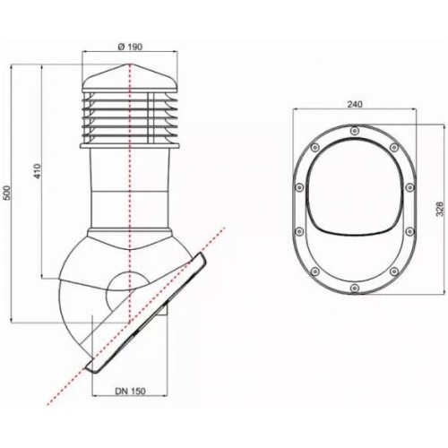 150/550 изолированный красный К54-4 с проходным элементом для мягкой и фальцевой кровли