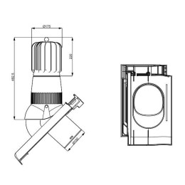 T05-AL-L-3 Вентвыход роторный графитовый неизолированный D150 Н 492,5 мм с проходным элементом для цементно-песчаной и керамической черепицы