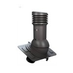 Е-22-3 Вентвыход графитовый изолированный D150 мм Н 490 мм, универсальный для низкопрофильной металлической кровли с переходником