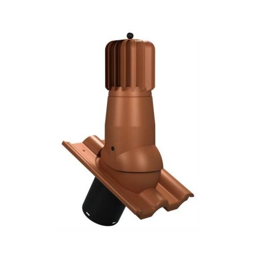 T05-AL-L-7 Вентвыход роторный терракотовый неизолированный D150 Н 492,5 мм с проходным элементом для цементно-песчаной и керамической черепицы