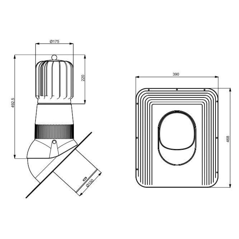 T01-AL-L-7 Вентвыход роторный терракотовый неизолированный D150 Н 492,5 мм для гибкой битумной кровли (при монтаже)