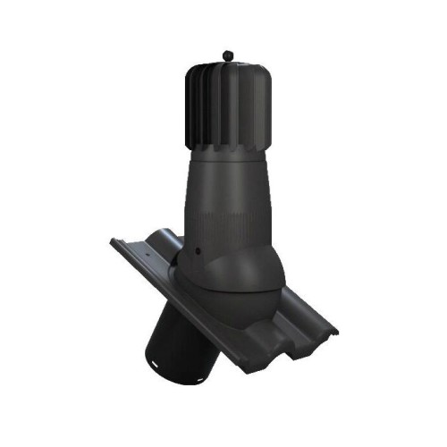 T05-AL-L-8 Вентвыход роторный антрацит неизолированный D150 Н 492,5 мм с проходным элементом для цементно-песчаной и керамической черепицы