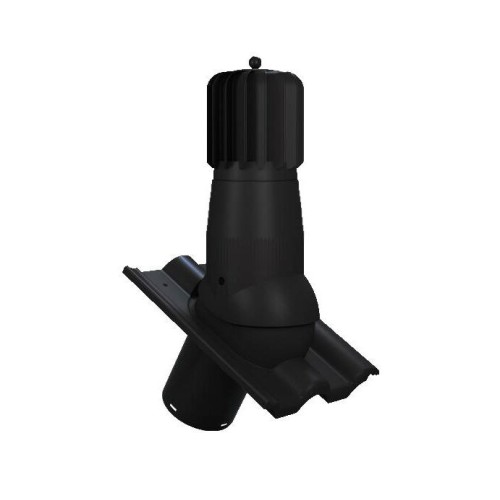 T05-AL-L-6 Вентвыход роторный черный неизолированный D150 Н 492,5 мм с проходным элементом для цементно-песчаной и керамической черепицы