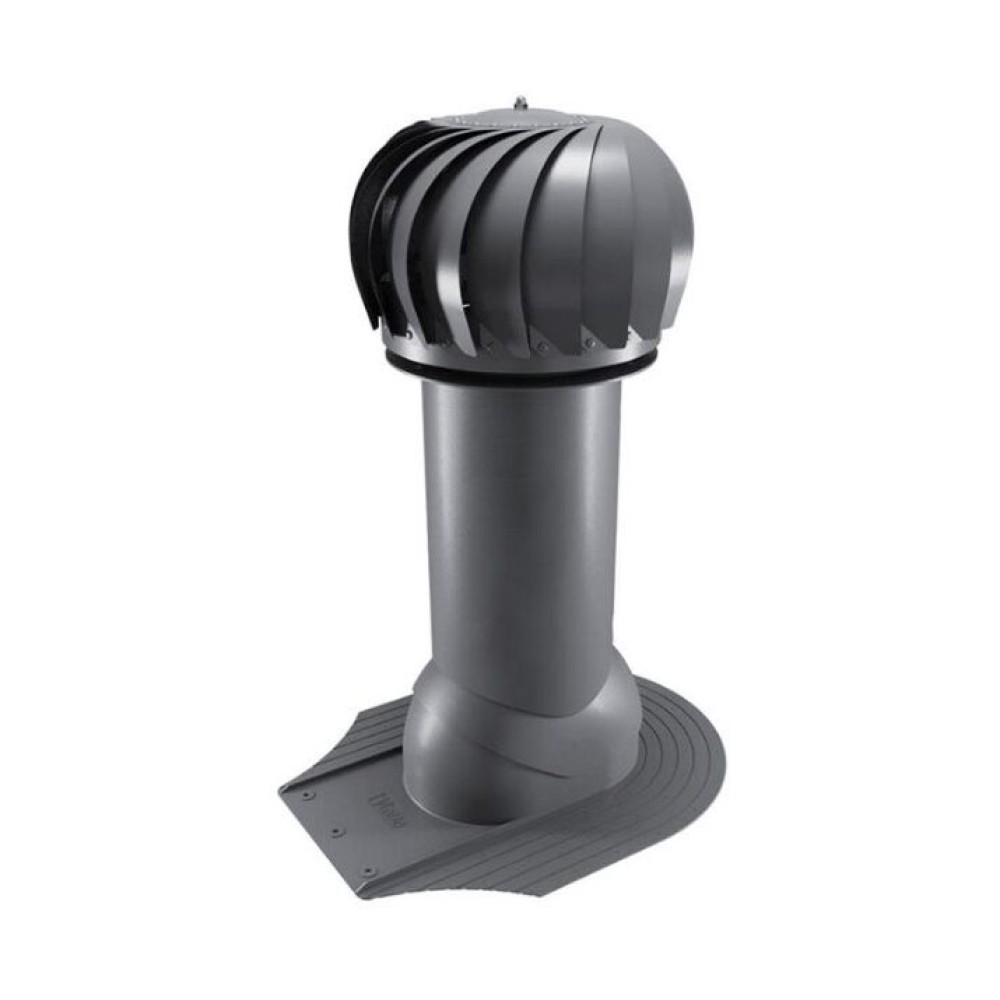 Роторная вентиляция для мягкой кровли при монтаже d125мм, h-650мм утепленная, серый графит