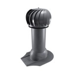 Роторная вентиляция для мягкой кровли при монтаже d125мм, h-650мм утепленная, серый графит