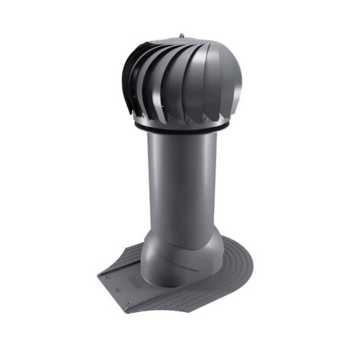 Роторная вентиляция для мягкой кровли при монтаже d125мм, h-650мм не утепленная, серый графит