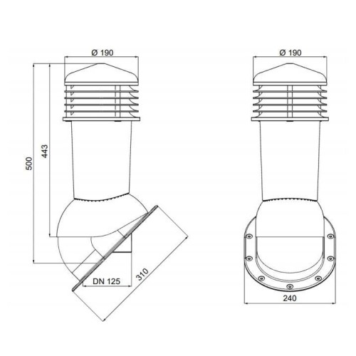 125/110 h500 неизолированный черный К88-6 с проходным элементом для мягкой и фальцевой кровли