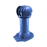 Роторная вентиляция для мягкой кровли при монтаже d125мм, h-650мм утепленная, синяя