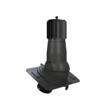 T03-AL-L-8 Вентвыход роторный антрацит неизолированный D150 Н 492,5 мм с универсальным проходным элементом для низкопрофильных (до 35 мм) металлических кровельных покрытий