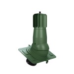 T03-AL-L-5 Вентвыход роторный зеленый неизолированный D150 Н 492,5 мм с универсальным проходным элементом для низкопрофильных (до 35 мм) металлических кровельных покрытий