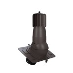 T03-AL-L-2 Вентвыход роторный коричневый неизолированный D150 Н 492,5 мм с универсальным проходным элементом для низкопрофильных (до 35 мм) металлических кровельных покрытий