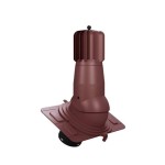 T03-AL-L-4 Вентвыход роторный красный неизолированный D150 Н 492,5 мм с универсальным проходным элементом для низкопрофильных (до 35 мм) металлических кровельных покрытий