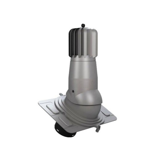 T03-AL-L-1 Вентвыход роторный серый неизолированный D150 Н 492,5 мм с универсальным проходным элементом для низкопрофильных (до 35 мм) металлических кровельных покрытий
