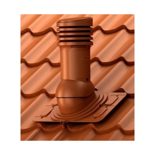 Е-17-1 Вентвыход серый неизолированный D125/110  мм Н 447 мм, универсальный для низкопрофильной металлической кровли с переходником