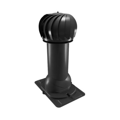 Роторная вентиляция с универсальным проходным элементом d125мм, h-650мм утепленная, черная