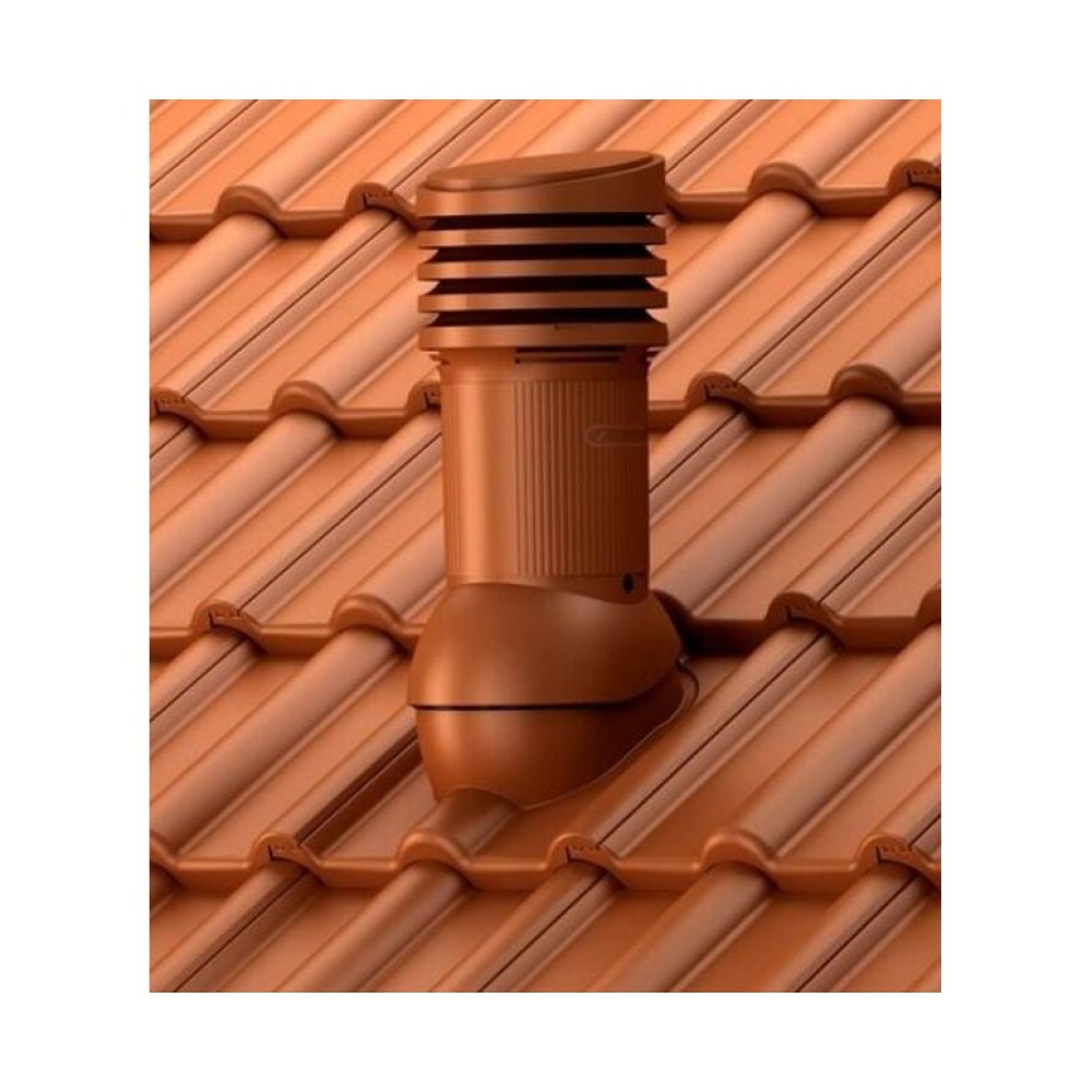 Е-33-8 Вентвыход антрацит неизолированный D125/110 Н 447 мм для кровли из цементно-песчаной и керамической черепицы с переходником