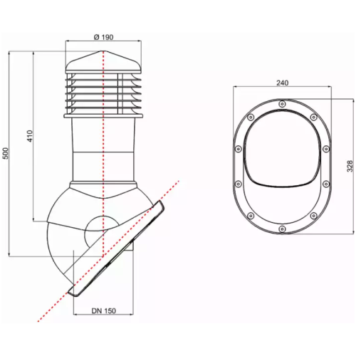 150/500 изолированный зеленый К55-5 с проходным элементом для кровли из металлочерепицы