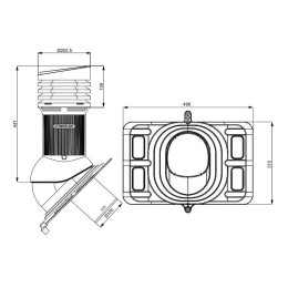 Е-18-3 Вентвыход графитовый изолированный D125/110  мм Н 447 мм, универсальный для низкопрофильной металлической кровли с переходником