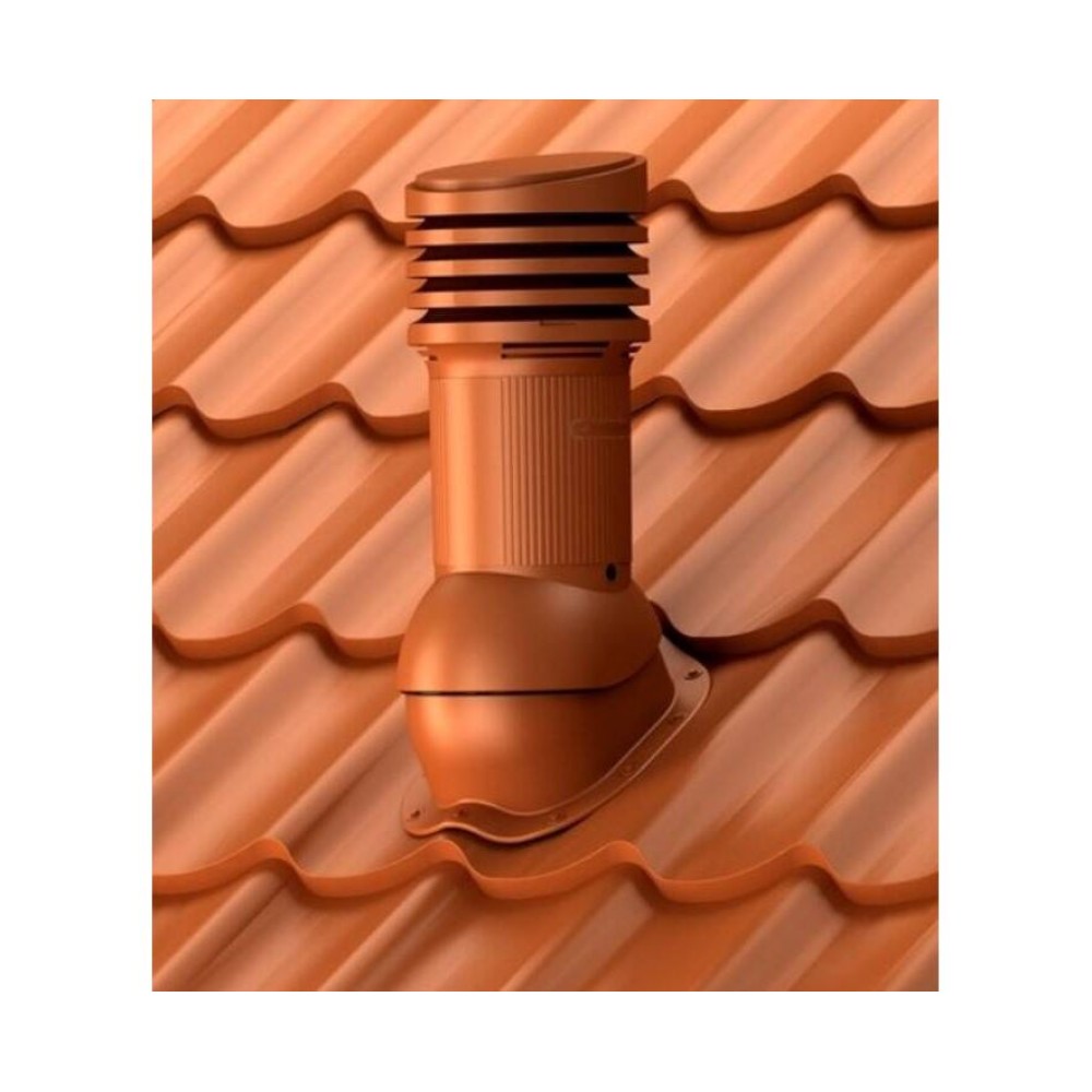 Е-25-7 Вентвыход терракотовый D125мм H-447 неизолированный для кровли из металлочерепицы