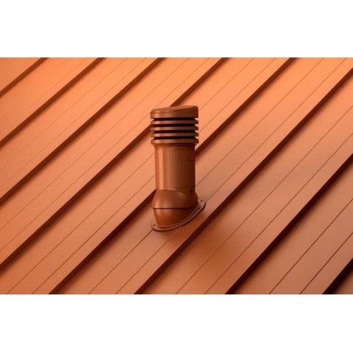 Е-10-2 Вентвыход коричневый D 125/110 H-447 изолированный  для кровли из гибкой битумной черепицы(готовой) и фальцевой кровли с переходником