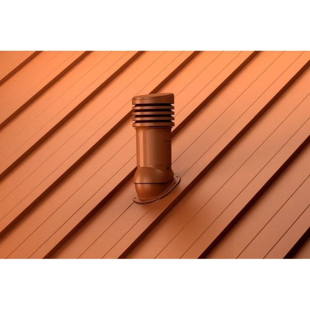 Е-09-1 Вентвыход серый D 125/110 H-447 неизолированный  для кровли из гибкой битумной черепицы(готовой) и фальцевой кровли с переходником