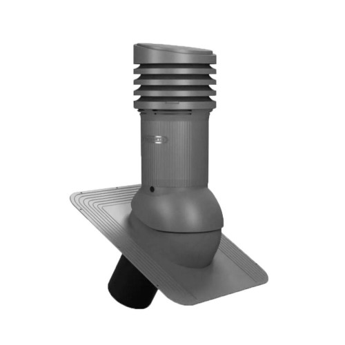 Е-01-1 Вентвыход серый D 125/110 H-447 неизолированный  для гибкой битумной кровли (при монтаже) с переходником
