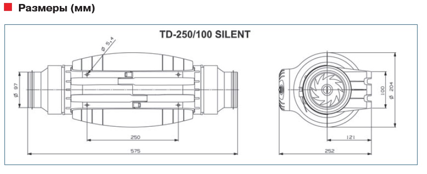Вентилятор канальный S&P TD 250/100 Silent