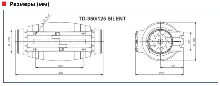 Вентилятор канальный S&P TD 800/200 T Silent (таймер)